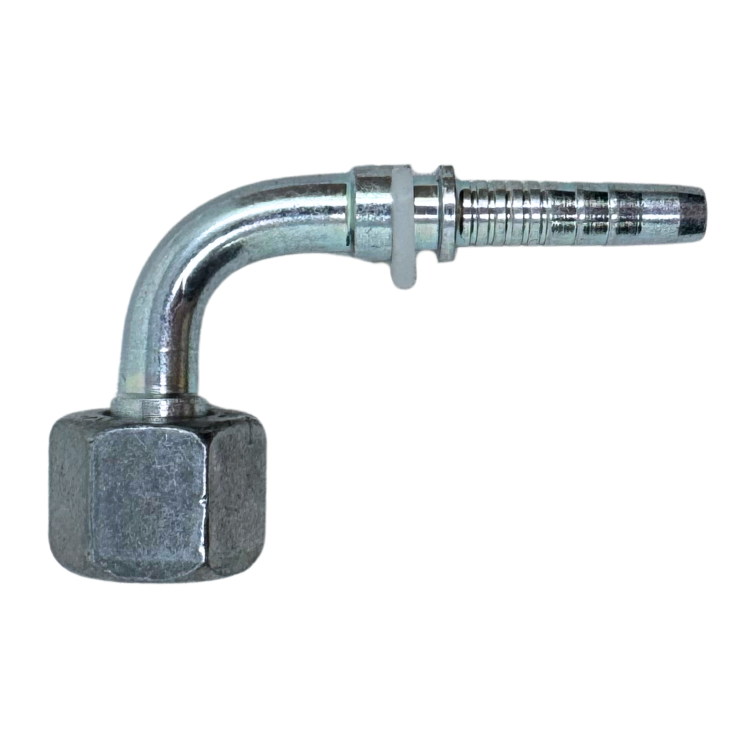 A-0404-FBO9 : Alfagomma 90-Degree Steel Fitting Insert, 1/4 (-04) Hose x 1/4-19 (-04) Female BSP Swivel
