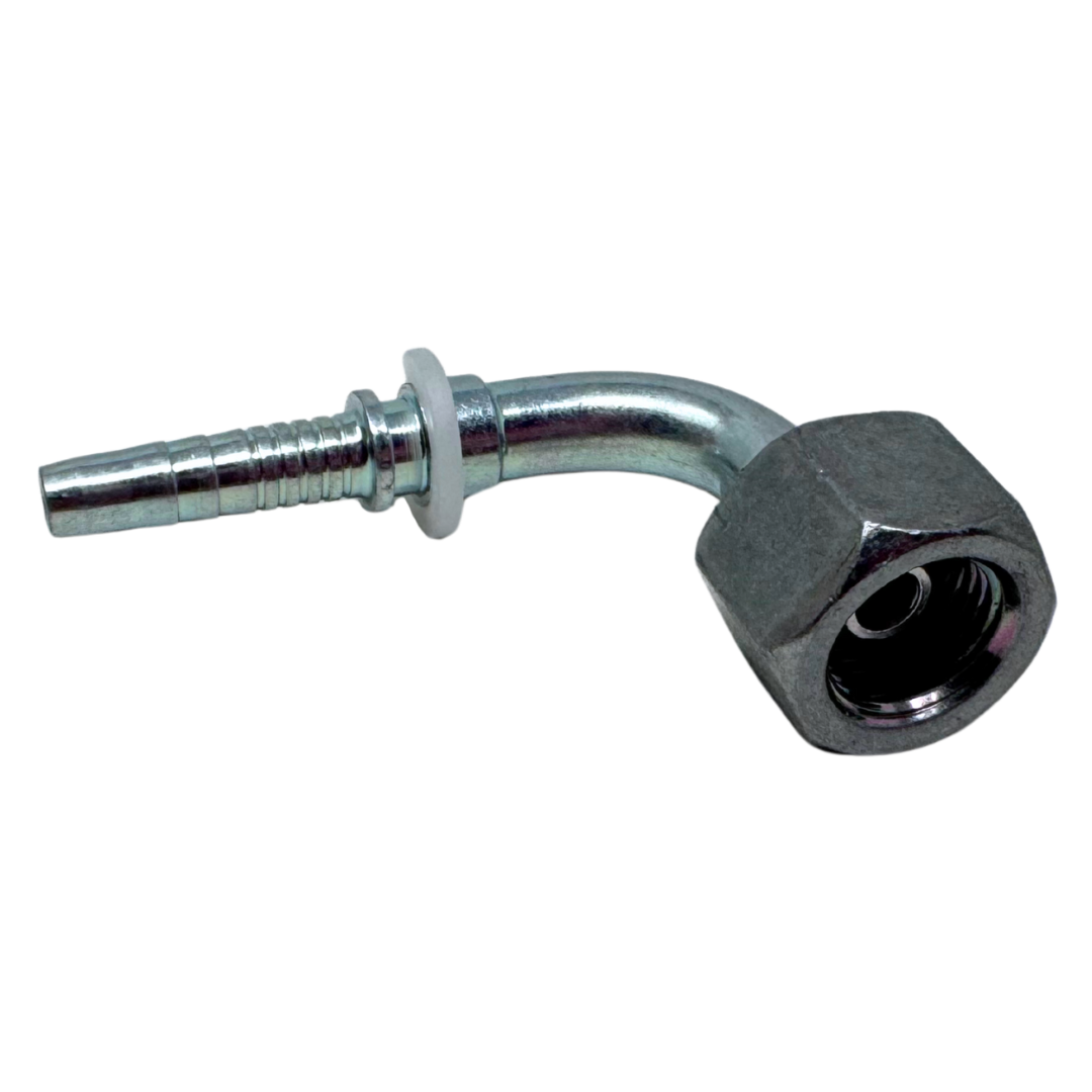 A-0404-FBO9 : Alfagomma 90-Degree Steel Fitting Insert, 1/4 (-04) Hose x 1/4-19 (-04) Female BSP Swivel