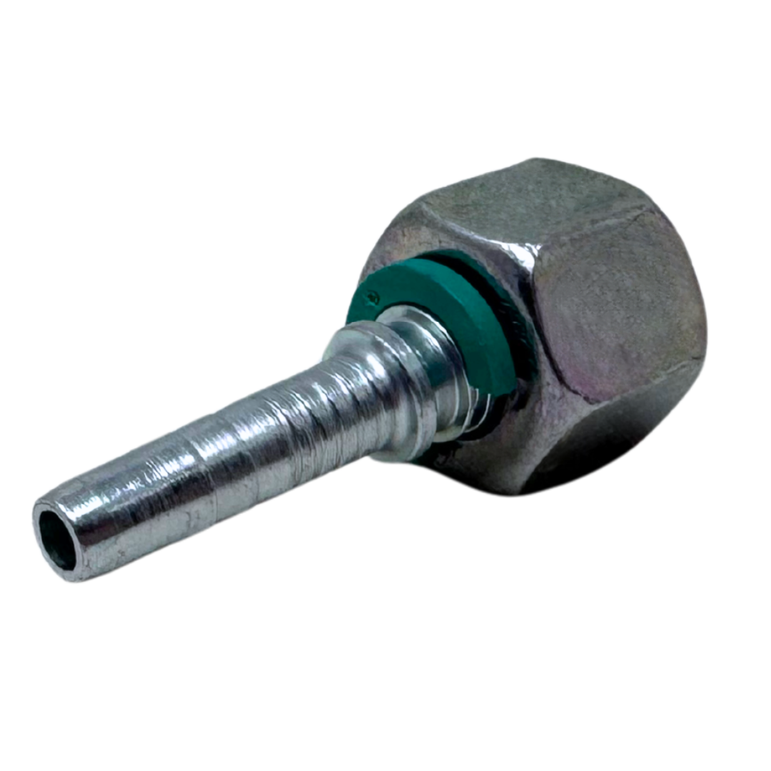 A-0404-FBPO : Alfagomma Straight Steel Fitting Insert, 1/4 (-04) Hose x 1/4-19 (-04) Female BSP Swivel