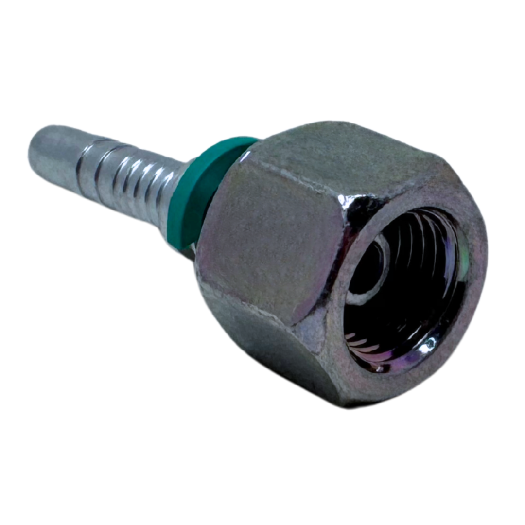 A-0404-FBPO : Alfagomma Straight Steel Fitting Insert, 1/4 (-04) Hose x 1/4-19 (-04) Female BSP Swivel