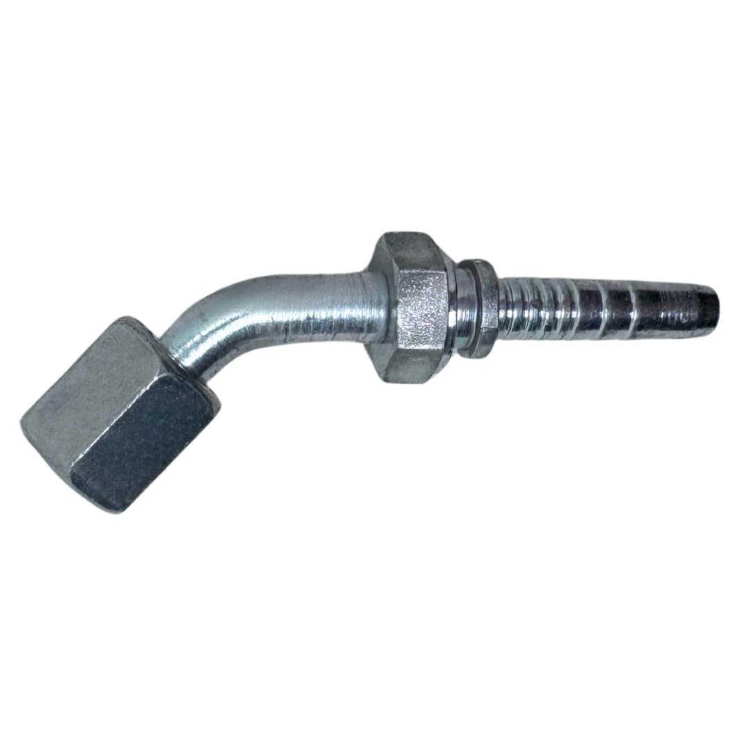 A-0404-FJ45 : Alfagomma 45-Degree Steel Fitting Insert, 1/4 (-04) Hose x 7/16-20 (-04) Female JIC Swivel