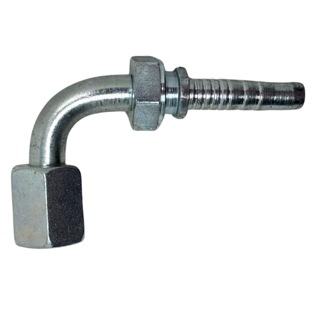 A-0404-FJ9S : Alfagomma 90-Degree Steel Fitting Insert, 1/4 (-04) Hose x 7/16-20 (-04) Female JIC Swivel Short Drop