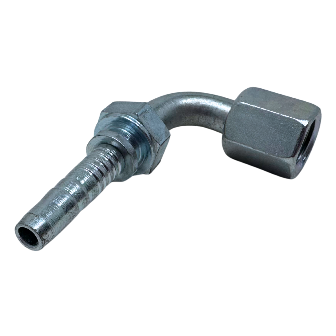 A-0404-FJ9S : Alfagomma 90-Degree Steel Fitting Insert, 1/4 (-04) Hose x 7/16-20 (-04) Female JIC Swivel Short Drop