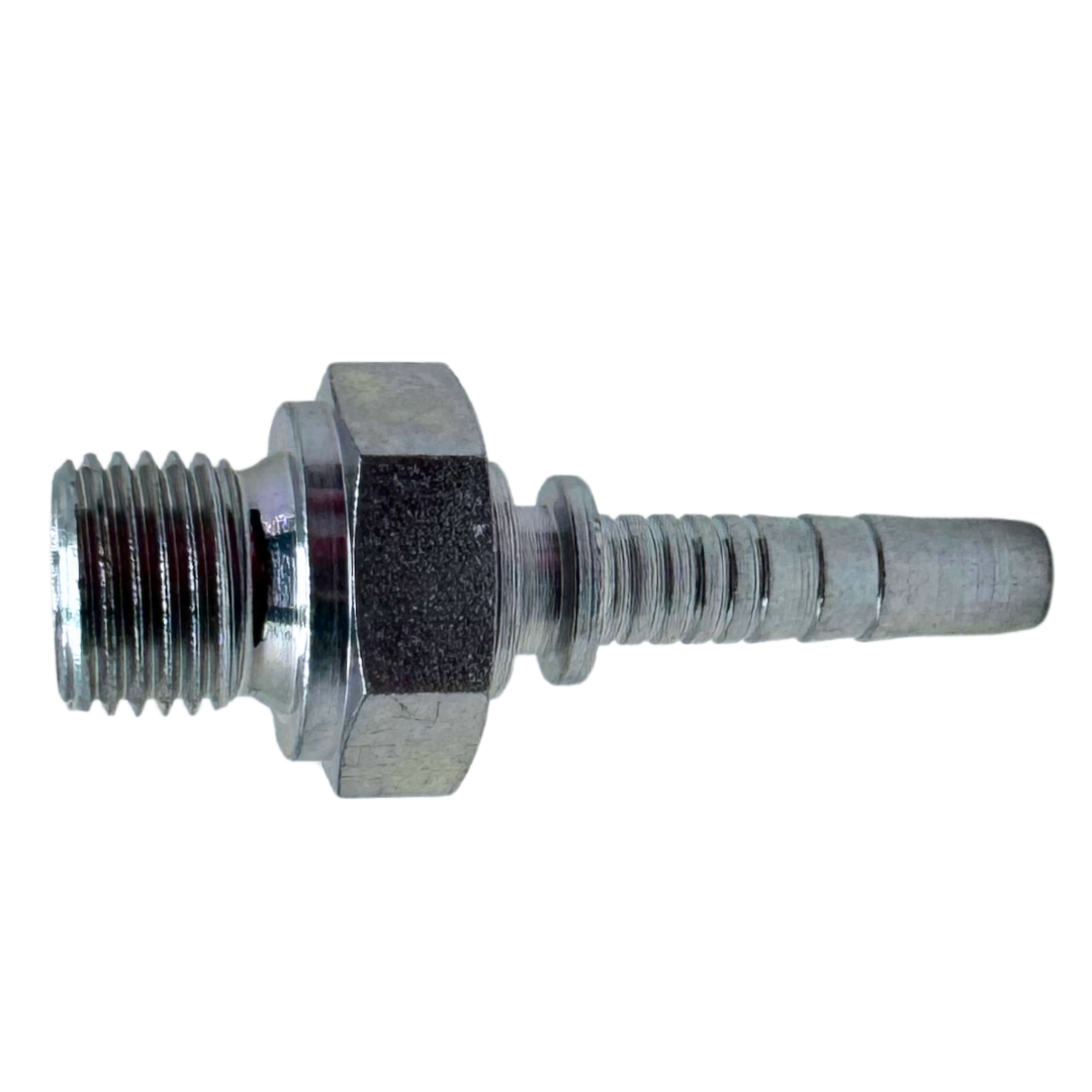 A-0404-MBPP : Alfagomma Straight Steel Fitting Insert, 1/4 (-04) Hose x 1/4-19 (-04) Male BSPP