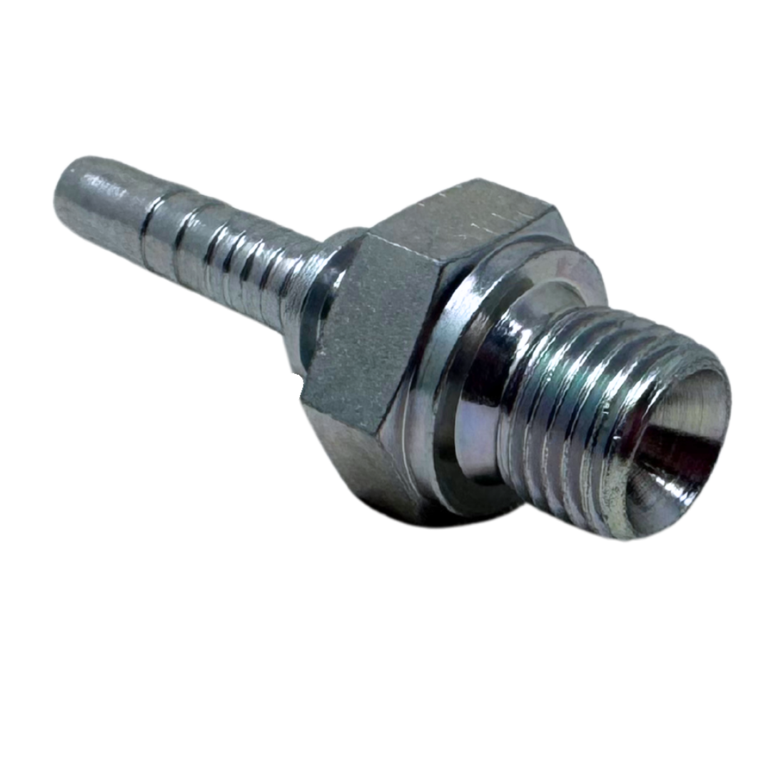 A-0404-MBPP : Alfagomma Straight Steel Fitting Insert, 1/4 (-04) Hose x 1/4-19 (-04) Male BSPP