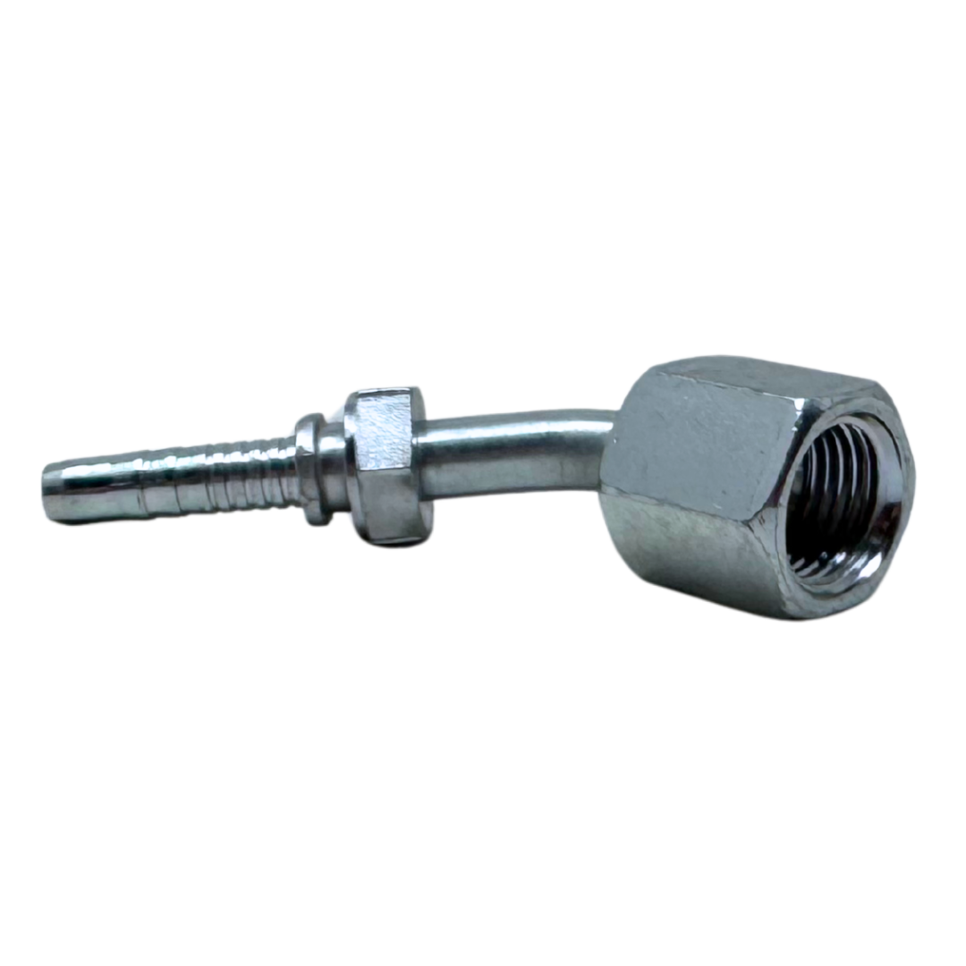 A-0406-FJ45 : Alfagomma 45-Degree Steel Fitting Insert, 1/4 (-04) Hose x 9/16-18 (-06) Female JIC Swivel
