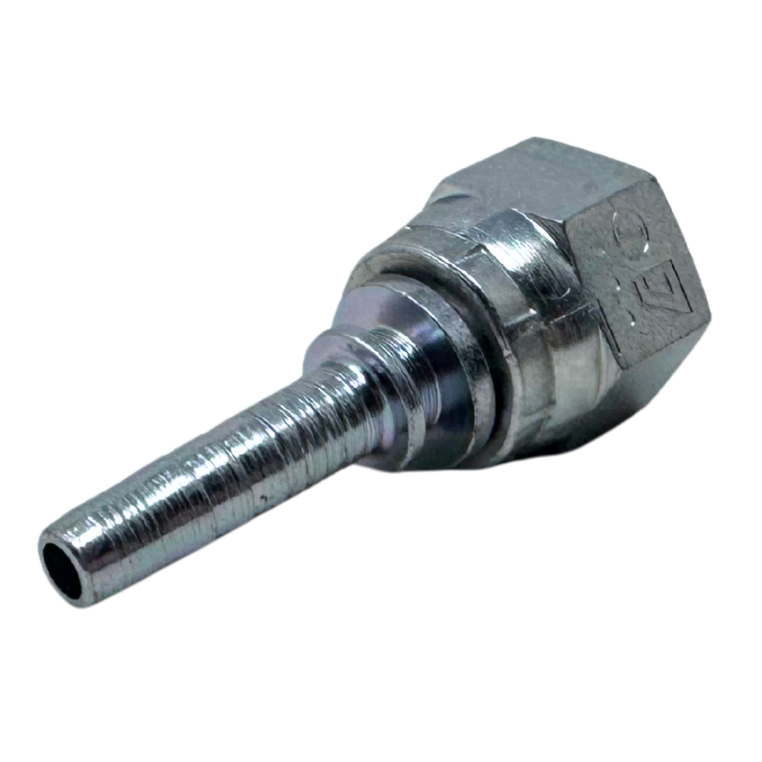 A-0406-FJSH : Alfagomma Straight Steel Fitting Insert, 1/4 (-04) Hose x 9/16-18 (-06) Female JIC