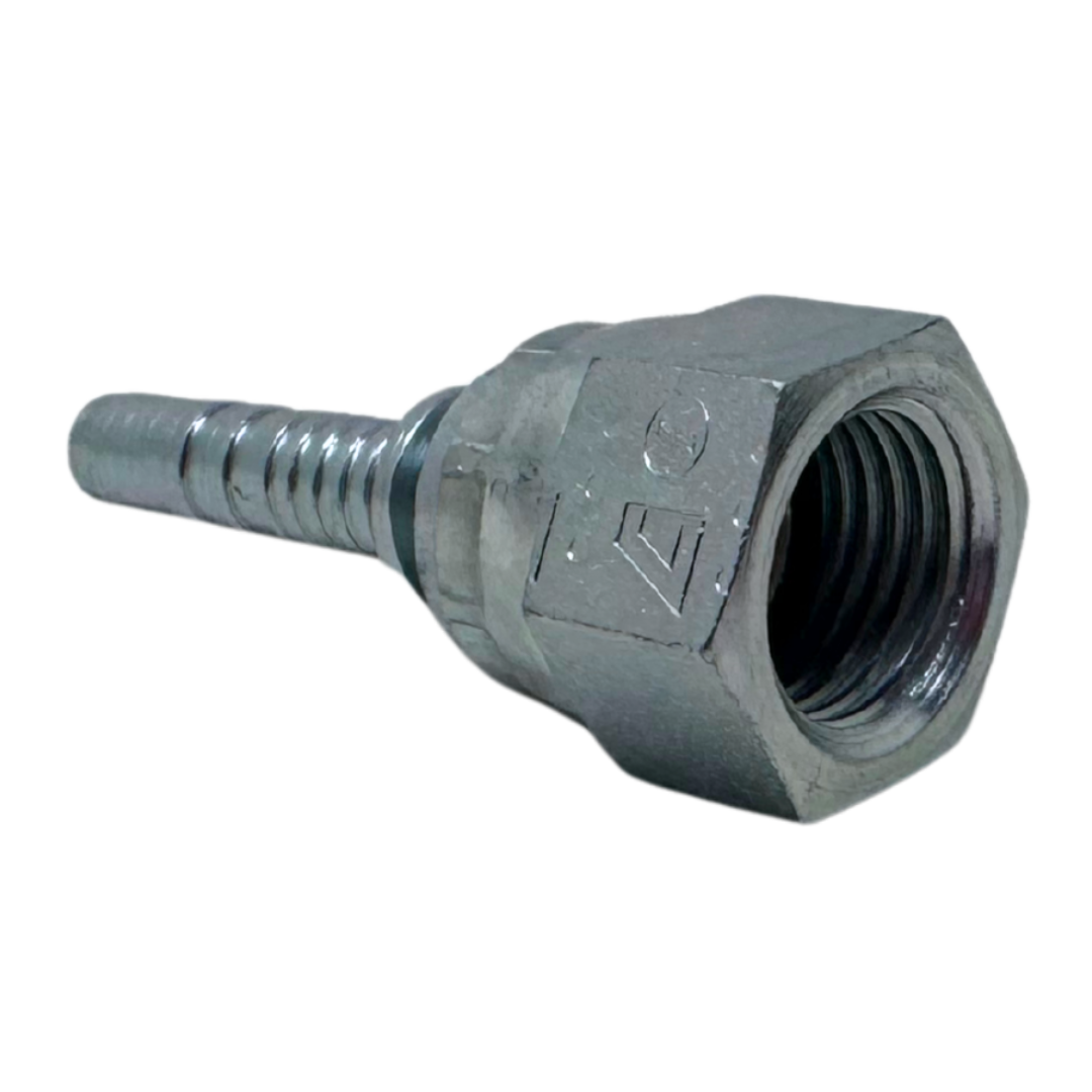 A-0406-FJSH : Alfagomma Straight Steel Fitting Insert, 1/4 (-04) Hose x 9/16-18 (-06) Female JIC