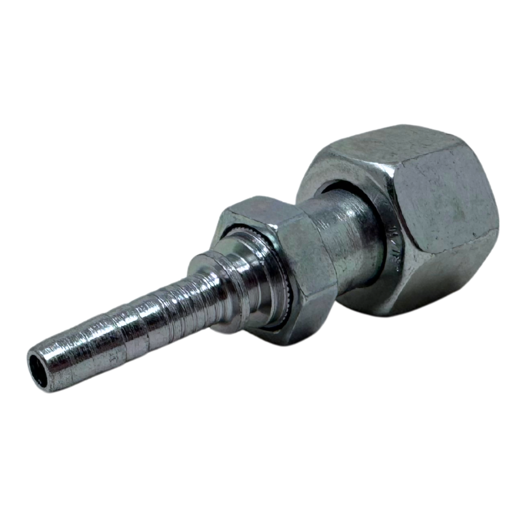 A-0406-FOFS : Alfagomma Straight Steel Fitting Insert, 1/4 (-04) Hose x 11/16-16 (-06) Female ORFS Double Hex