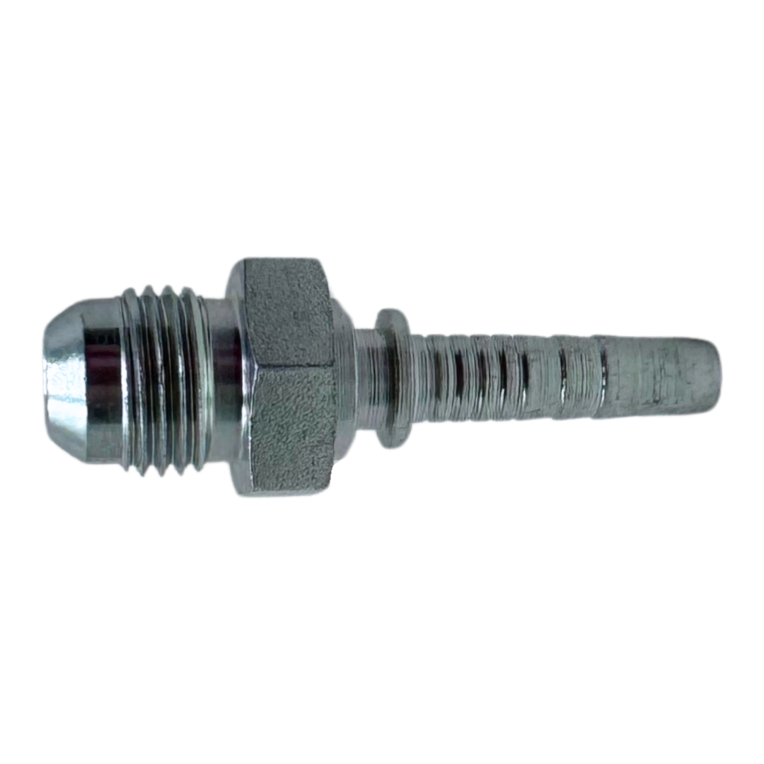 A-0406-MJIC : Alfagomma Straight Steel Fitting Insert, 1/4 (-04) Hose x 9/16-18 (-06) Male JIC