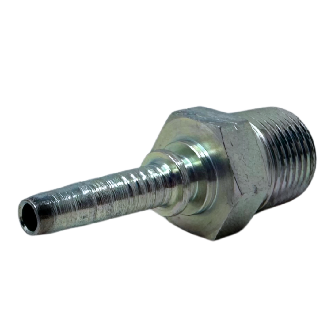 A-0406-MNPT : Alfagomma Straight Steel Fitting, 1/4 (-04) Hose x 3/8-18 (-06) Male NPTF