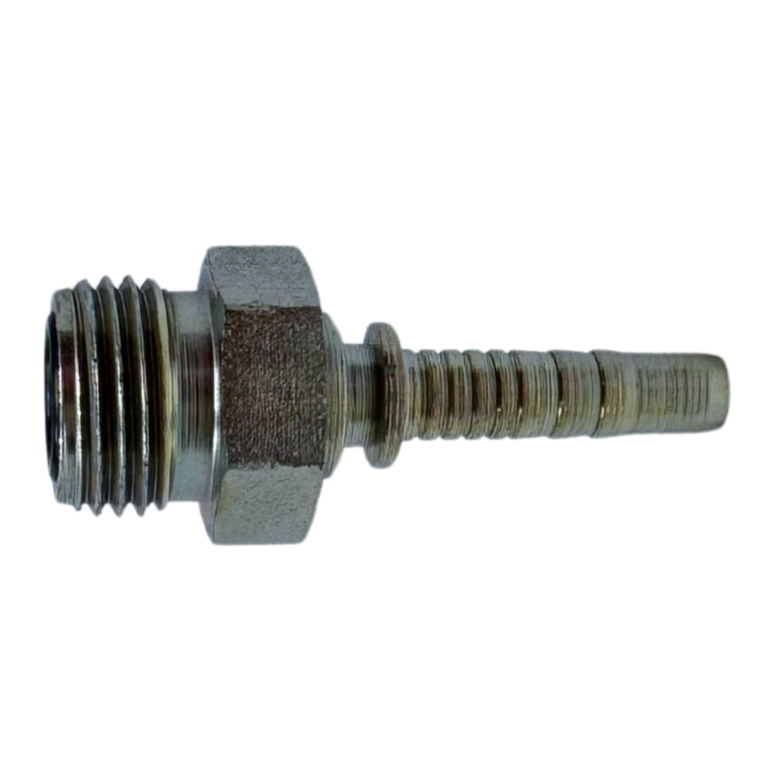 A-0406-MOFS : Alfagomma Straight Steel Fitting Insert, 1/4 (-04) Hose x 11/16-16 (-06) Male ORFS
