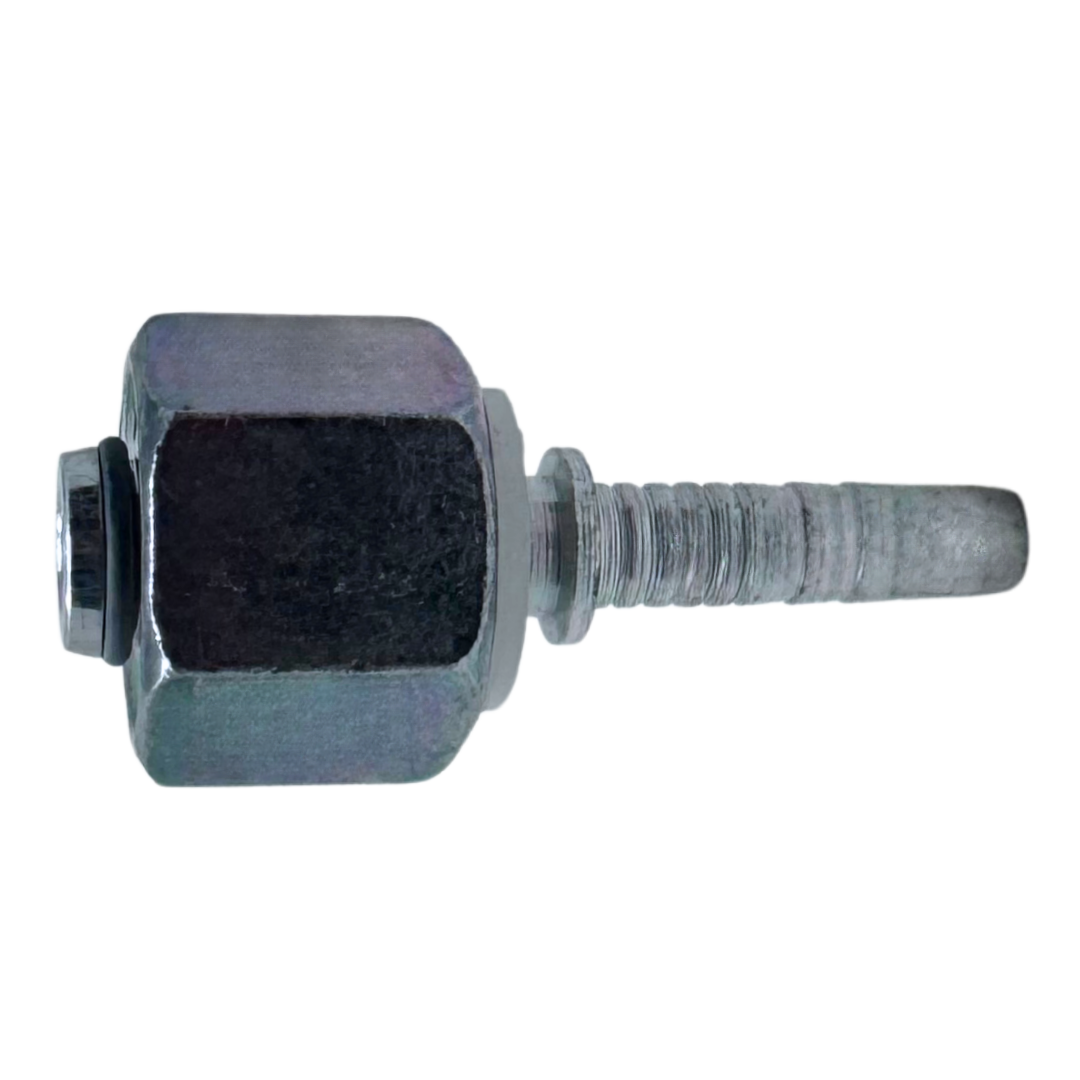 A-0418-FMOH : Alfagomma Straight Steel Fitting Insert, 1/4 (-04) Hose x M18x1.5 (-S10) Female Heavy Duty DIN Tube Swivel