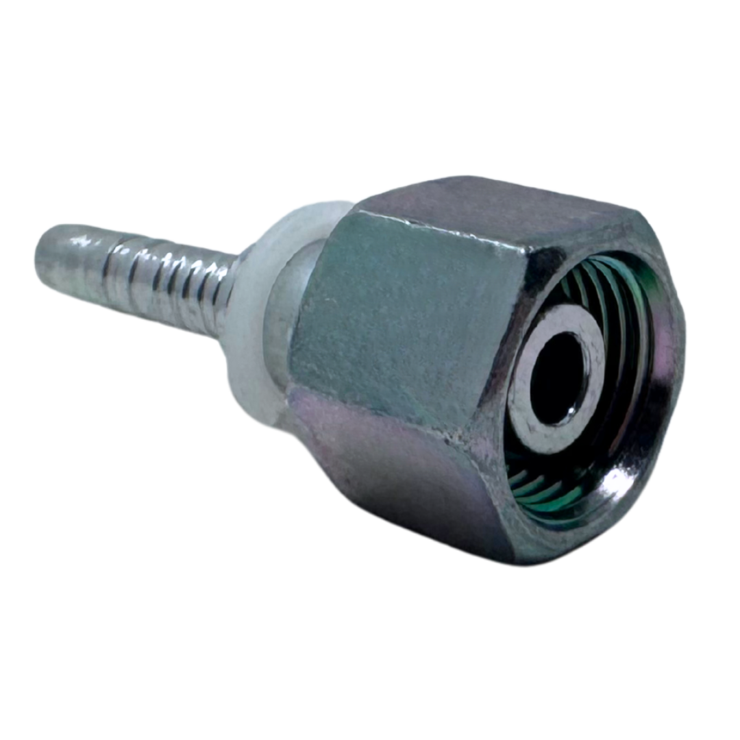 A-0418-FMOH : Alfagomma Straight Steel Fitting Insert, 1/4 (-04) Hose x M18x1.5 (-S10) Female Heavy Duty DIN Tube Swivel