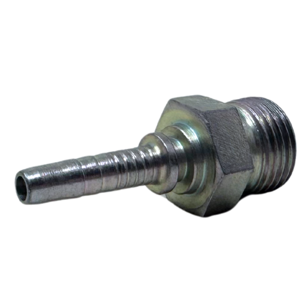 A-0418-MMSH : Alfagomma Straight Steel Fitting Insert, 1/4 (-04) Hose x M18x1.5 (-S10) Male Heavy Duty DIN Tube