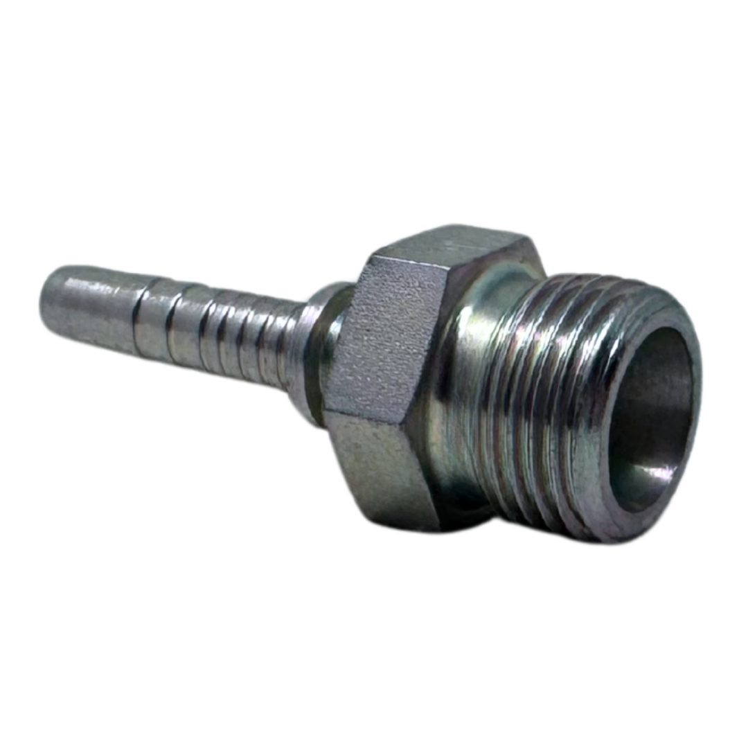 A-0418-MMSH : Alfagomma Straight Steel Fitting Insert, 1/4 (-04) Hose x M18x1.5 (-S10) Male Heavy Duty DIN Tube
