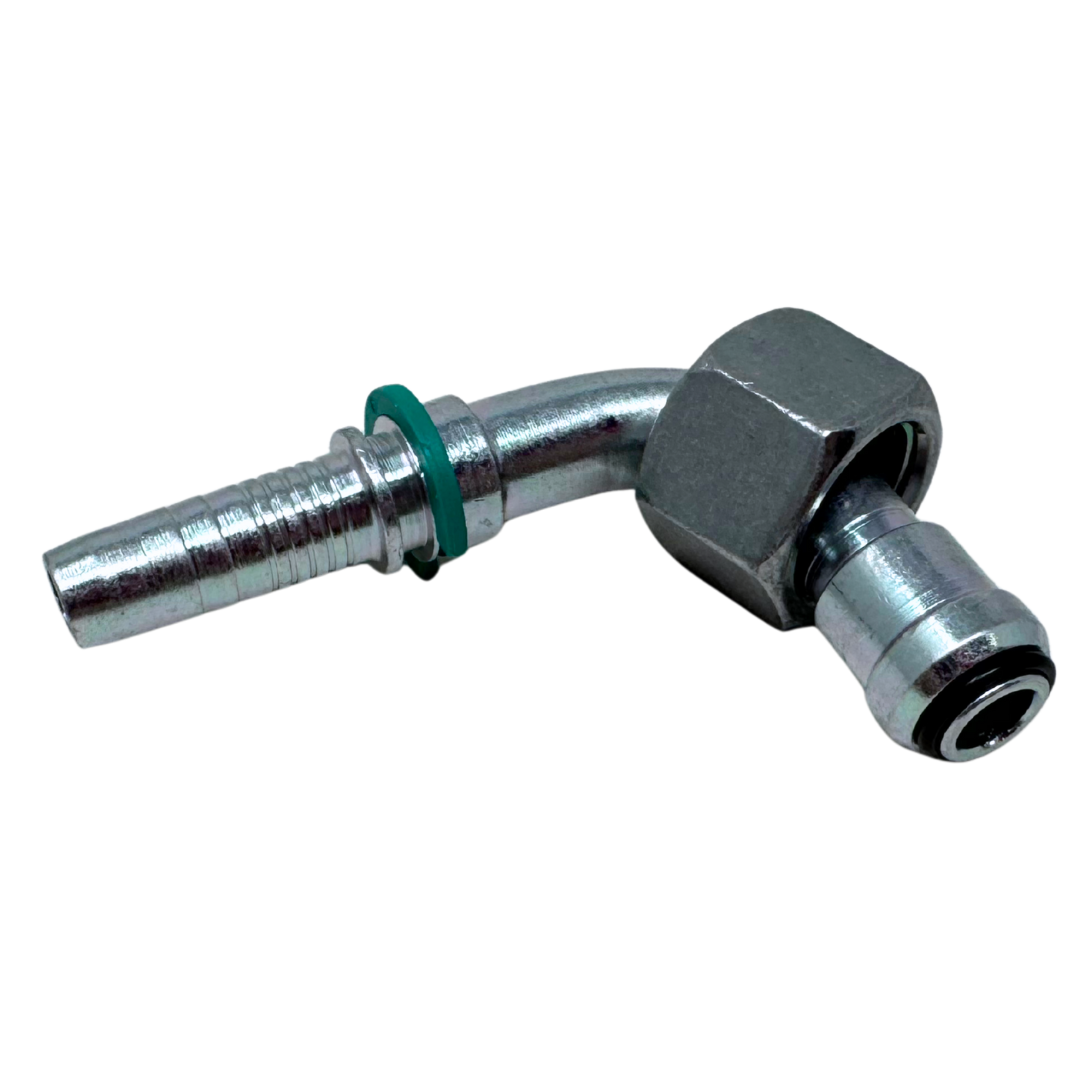 A-0606-FBO9 : Alfagomma 90-Degree Steel Fitting Insert, 3/8 (-06) Hose x 3/8-19 (-06) Female BSP Swivel