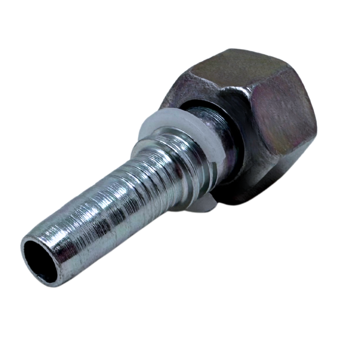 A-0606-FBPO : Alfagomma Straight Steel Fitting Insert, 3/8 (-06) Hose x 3/8-19 (-06) Female BSP Swivel