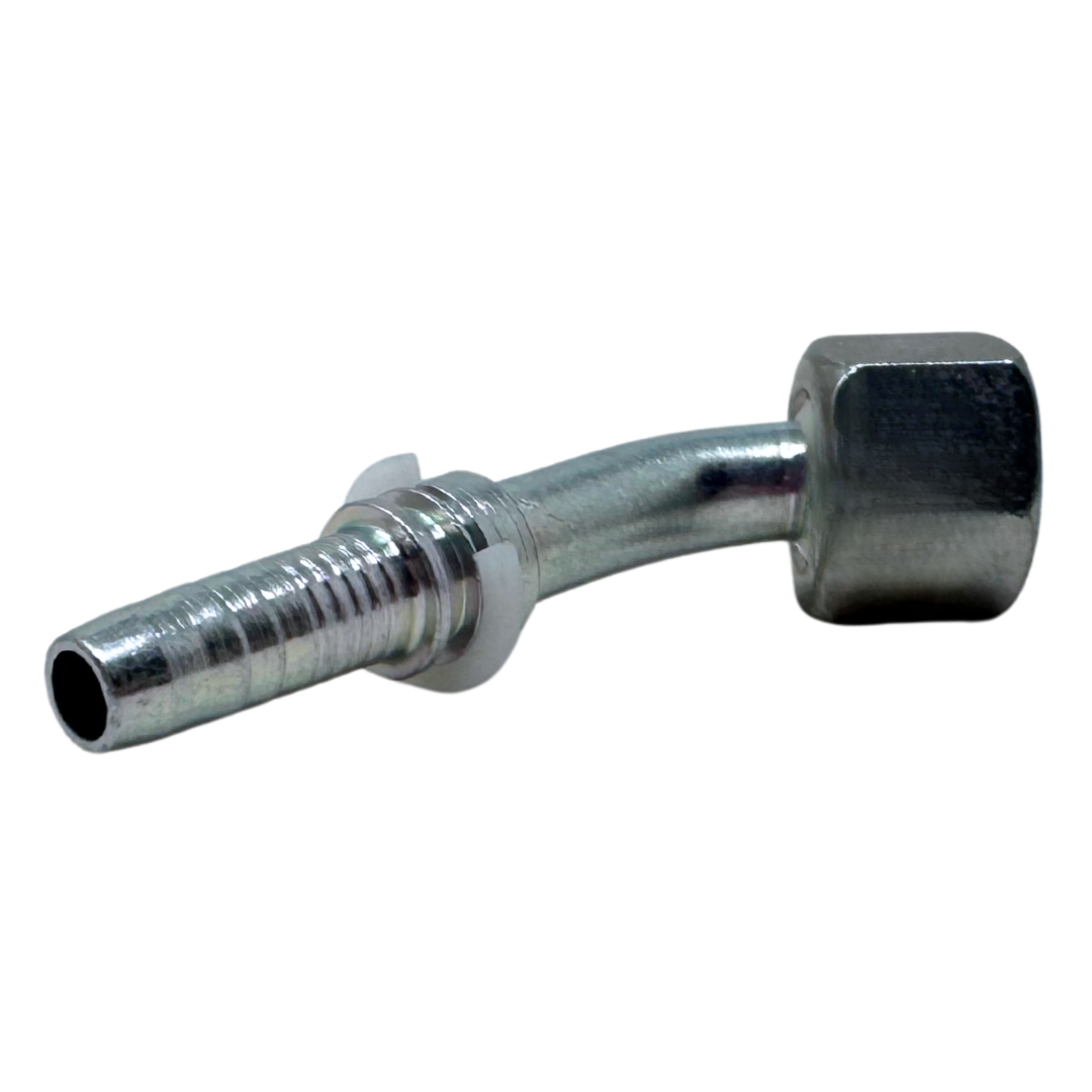 A-0606-FO45 : Alfagomma 45-Degree Steel Fitting Insert, 3/8 (-06) Hose x 11/16-16 (-06) Female ORFS Swivel
