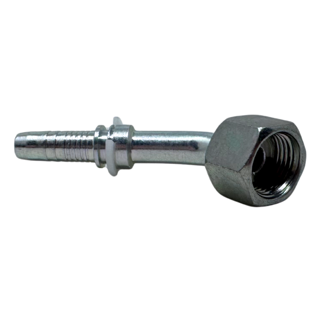 A-0606-FO45 : Alfagomma 45-Degree Steel Fitting Insert, 3/8 (-06) Hose x 11/16-16 (-06) Female ORFS Swivel