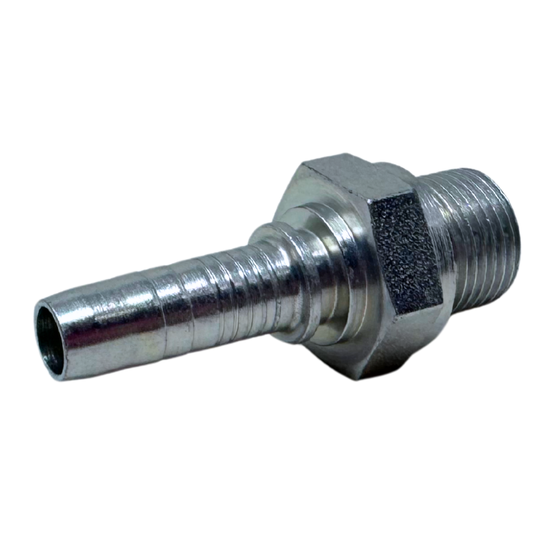 A-0606-MBPP : Alfagomma Straight Steel Fitting Insert, 3/8 (-06) Hose x 3/8-19 (-06) Male BSPP