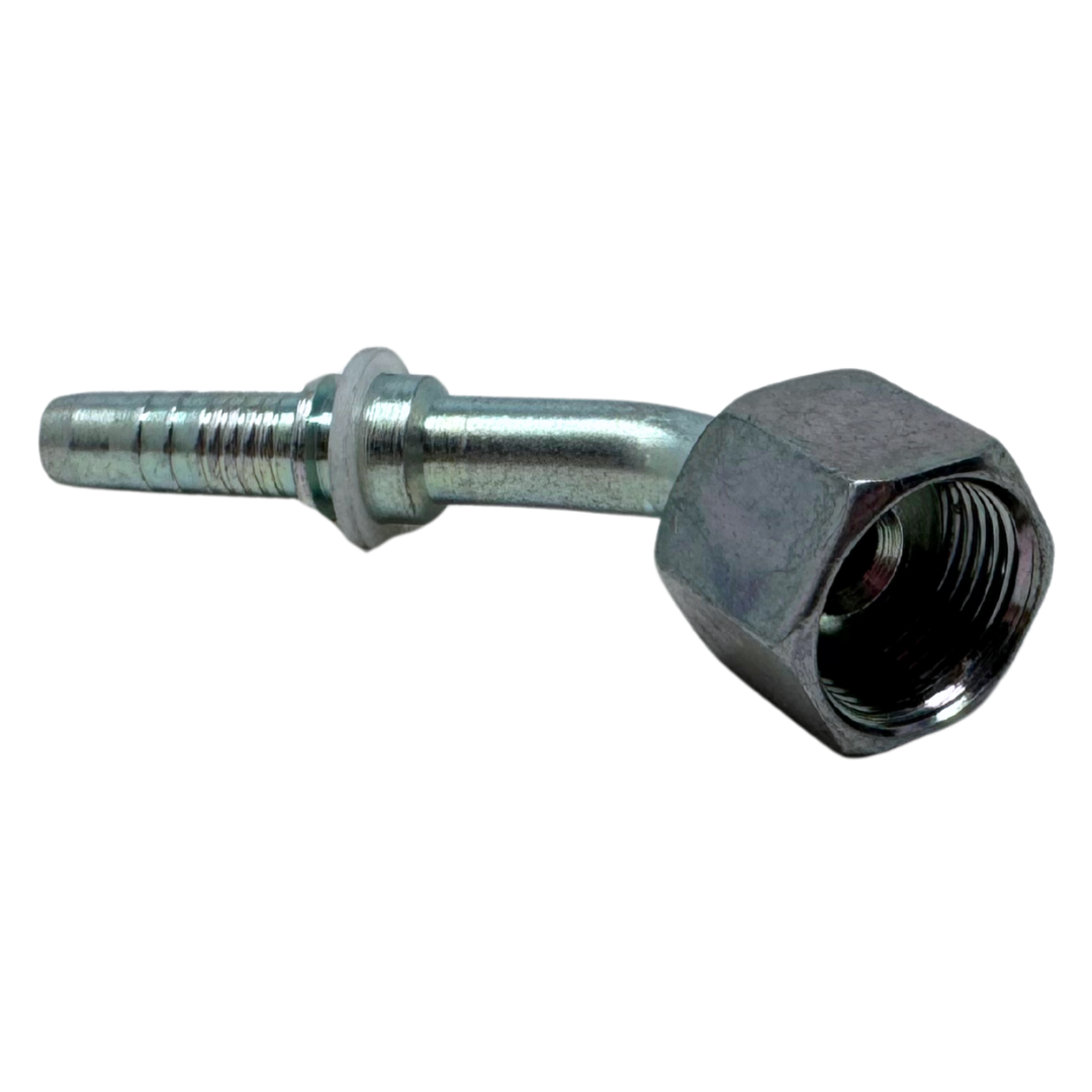 A-0608-FO45 : Alfagomma 45-Degree Steel Fitting Insert, 3/8 (-06) Hose x 13/16-16 (-08) Female ORFS Swivel
