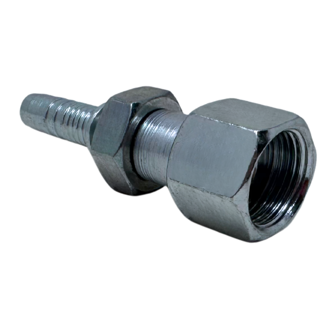 A-0608-FOFS : Alfagomma Straight Steel Fitting Insert, 3/8 (-06) Hose x 13/16-16 (-08) Female ORFS Double Hex