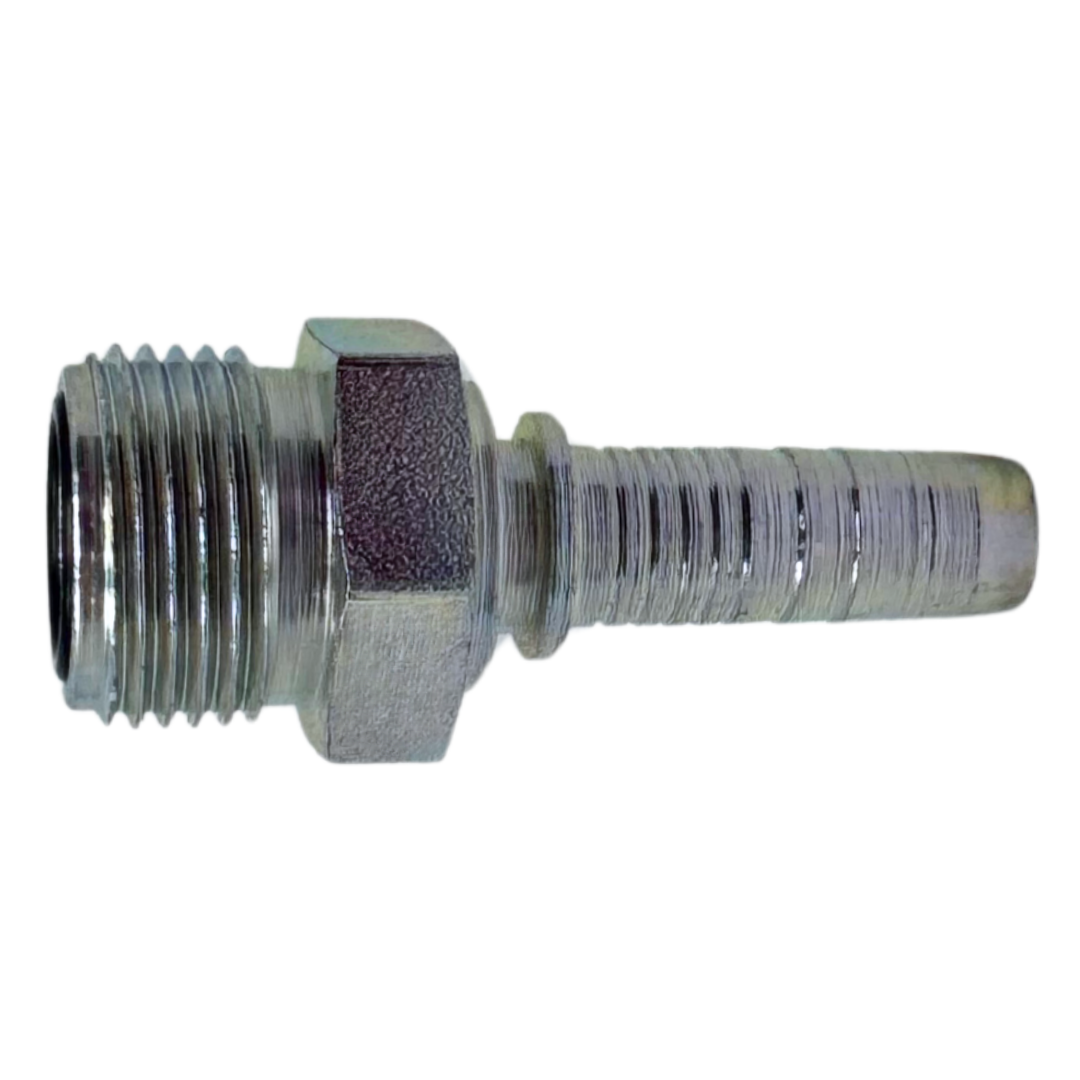 A-0608-MOFS : Alfagomma Straight Steel Fitting Insert, 3/8 (-06) Hose x 13/16-16 (-08) Male ORFS