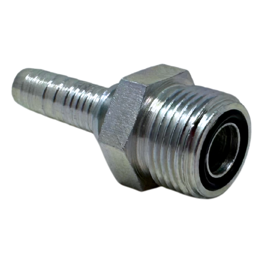 A-0608-MOFS : Alfagomma Straight Steel Fitting Insert, 3/8 (-06) Hose x 13/16-16 (-08) Male ORFS