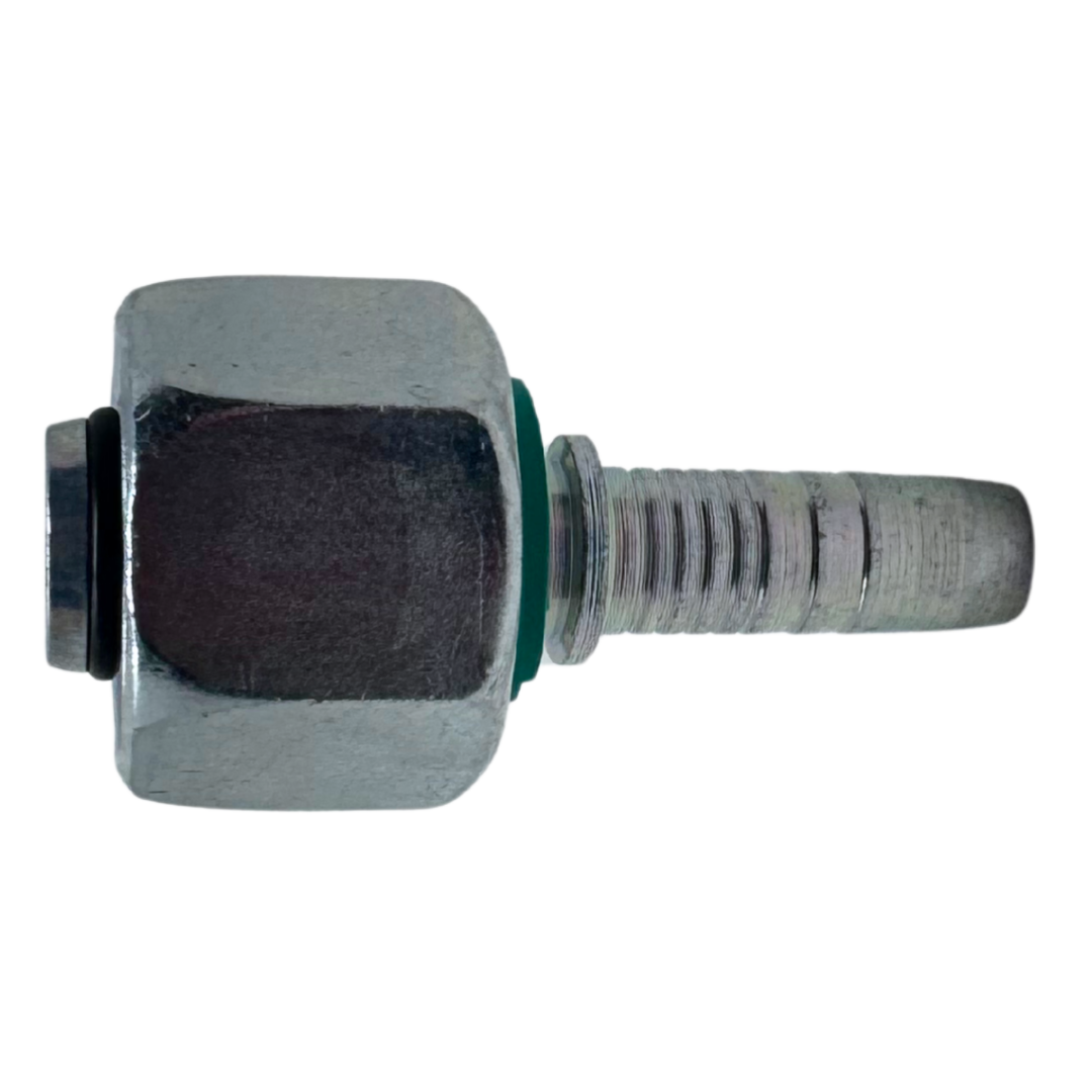 A-0622-FMOH : Alfagomma Straight Steel Fitting Insert, 3/8 (-06) Hose x M22x1.5 (-S14) Female Heavy Duty DIN Tube Swivel