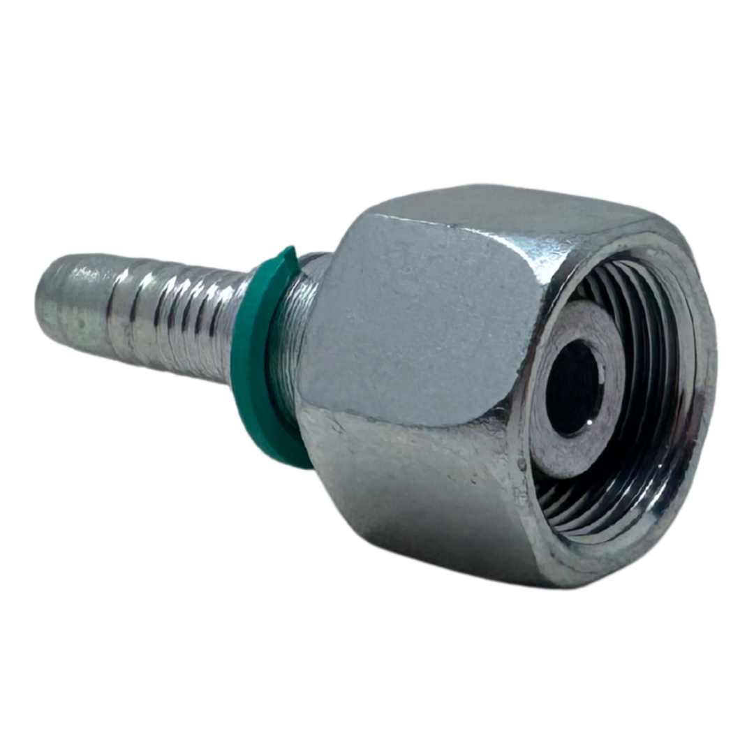 A-0622-FMOH : Alfagomma Straight Steel Fitting Insert, 3/8 (-06) Hose x M22x1.5 (-S14) Female Heavy Duty DIN Tube Swivel