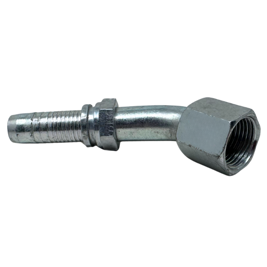 A-0808-FJ45 : Alfagomma 45-Degree Steel Fitting Insert, 1/2 (-08) Hose x 3/4-16 (-08) Female JIC Swivel