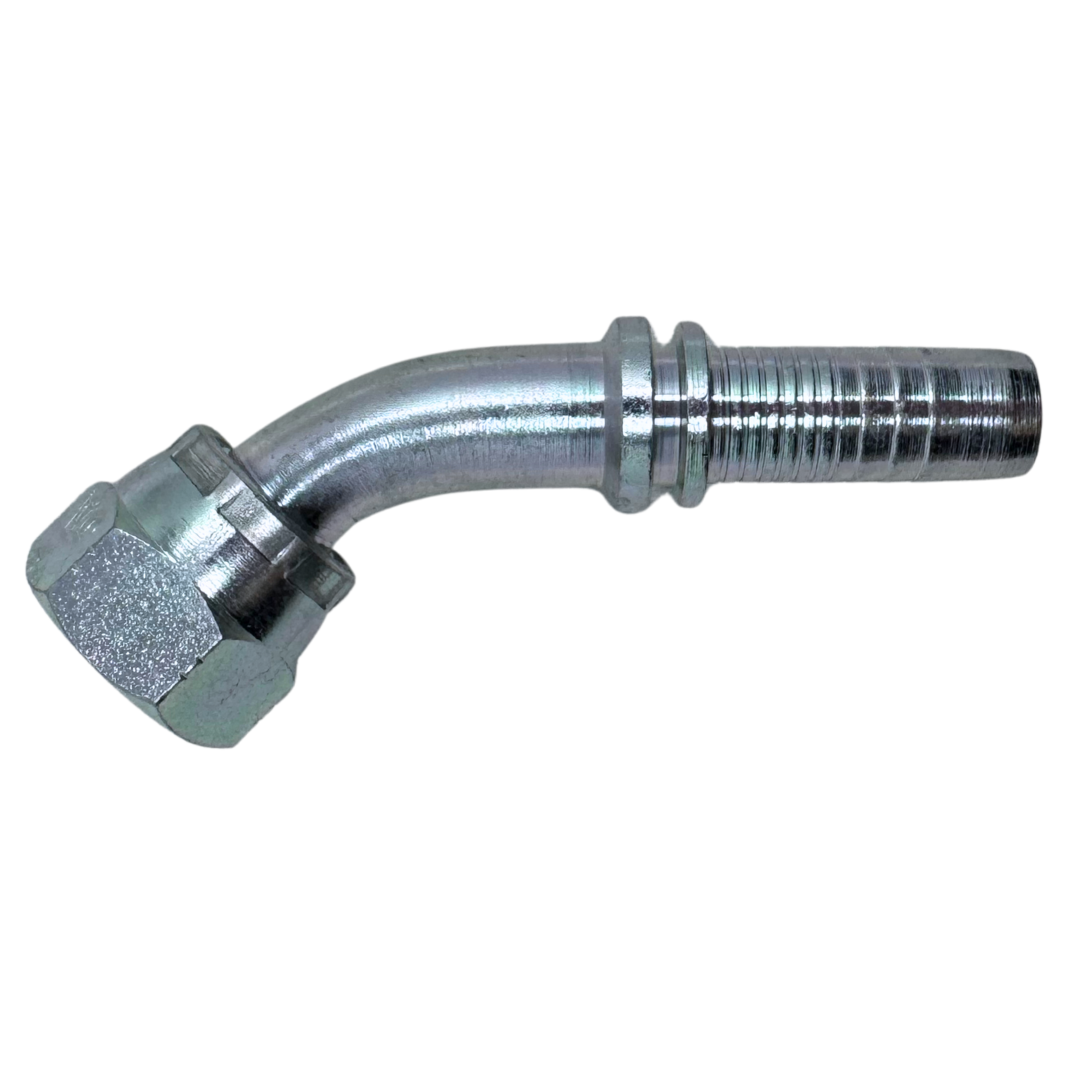 A-0808-FO45 : Alfagomma 45-Degree Steel Fitting Insert, 1/2 (-08) Hose x 13/16-16 (-08) Female ORFS Swivel