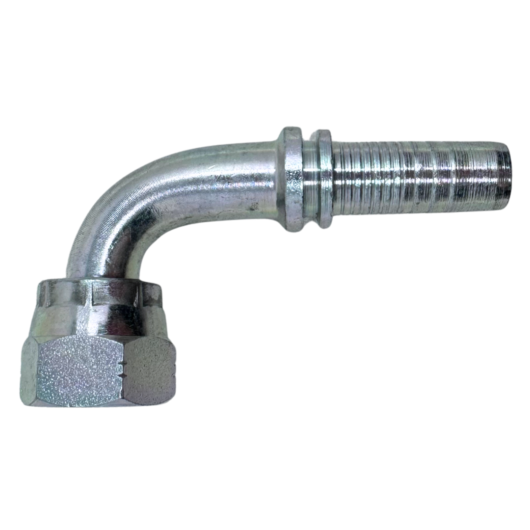 A-0808-FO9S : Alfagomma 90-Degree Steel Fitting Insert, 1/2 (-08) Hose x 13/16-16 (-08) Female ORFS Swivel Short Drop