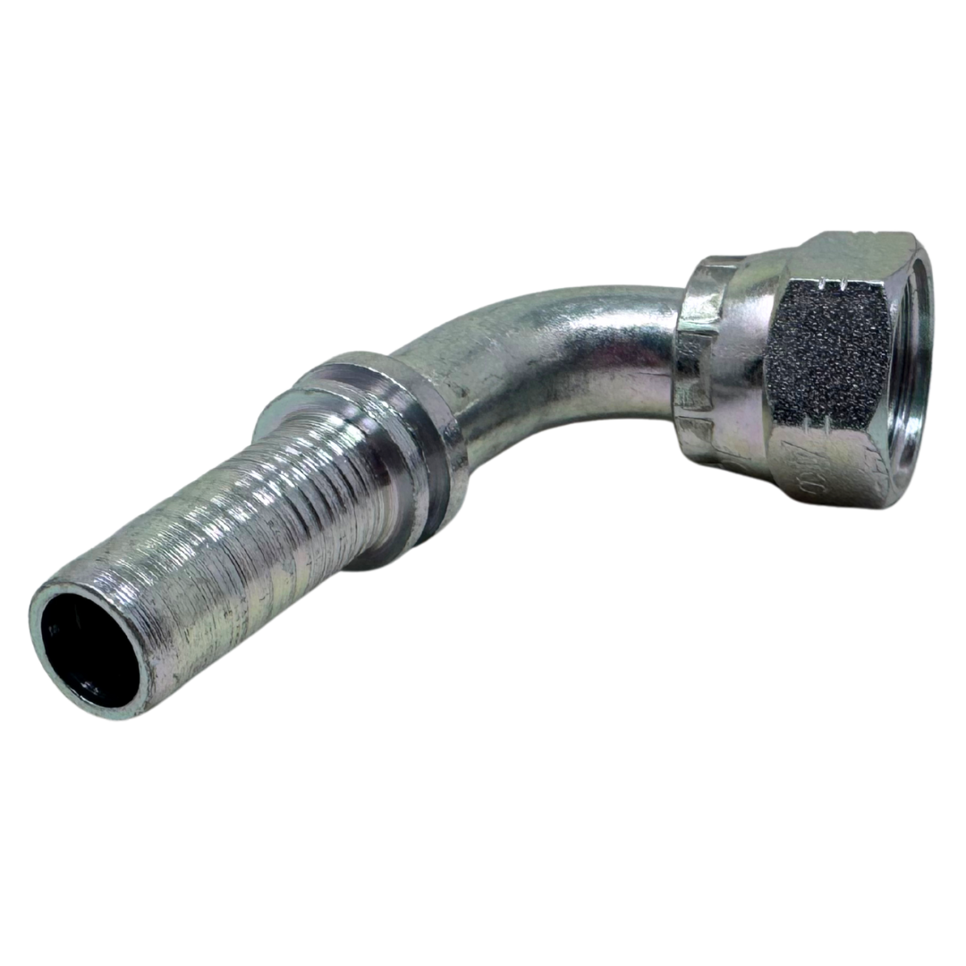 A-0808-FO9S : Alfagomma 90-Degree Steel Fitting Insert, 1/2 (-08) Hose x 13/16-16 (-08) Female ORFS Swivel Short Drop