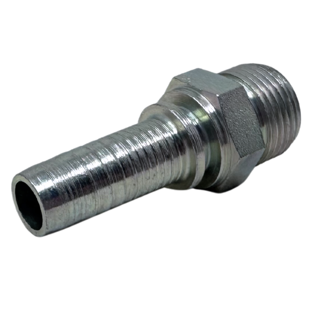 A-0808-MOFS : Alfagomma Straight Steel Fitting Insert, 1/2 (-08) Hose x 1 3/16-16 (-08) Male ORFS