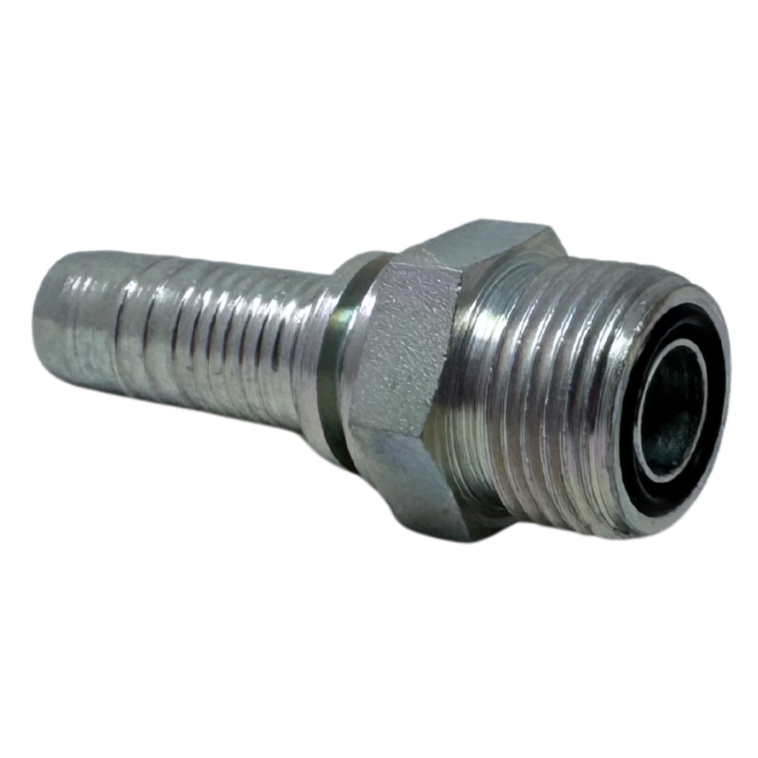 A-0808-MOFS : Alfagomma Straight Steel Fitting Insert, 1/2 (-08) Hose x 1 3/16-16 (-08) Male ORFS