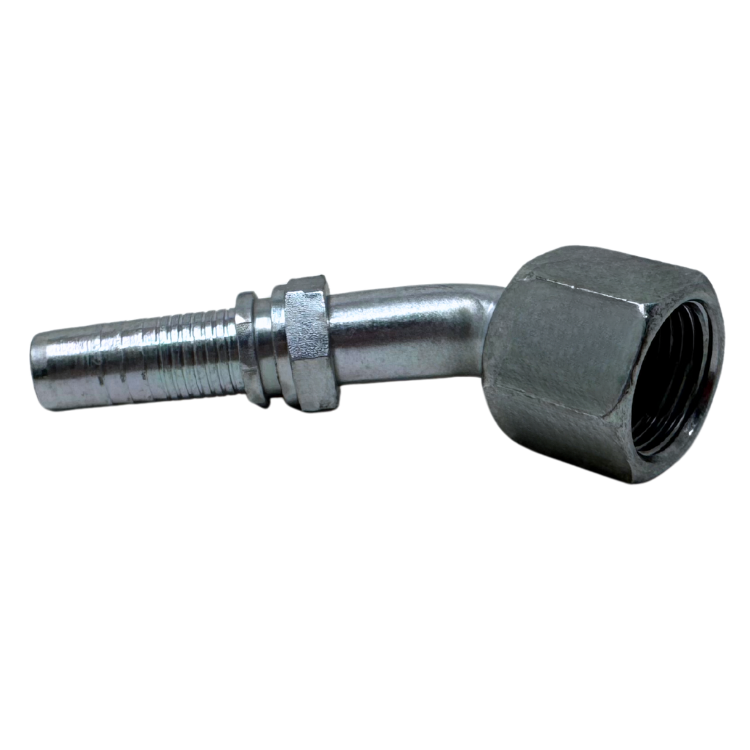 A-0810-FJ45 : Alfagomma 45-Degree Steel Fitting Insert, 1/2 (-08) Hose x 7/8-14 (-10) Female JIC Swivel
