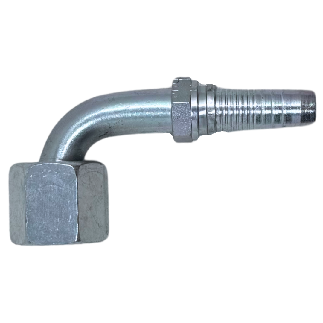 A-0810-FJ9S : Alfagomma 90-Degree Steel Fitting Insert, 1/2 (-08) Hose x 7/8-14 (-10) Female JIC Swivel Short Drop