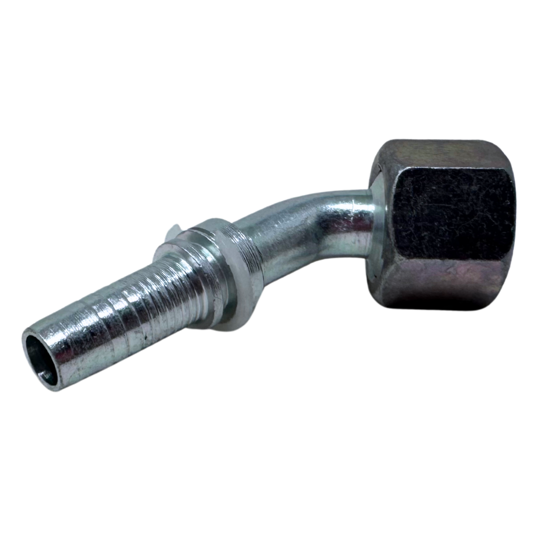 A-0810-FO45 : Alfagomma 45-Degree Steel Fitting Insert, 1/2 (-08) Hose x 1-14 (-10) Female ORFS Swivel