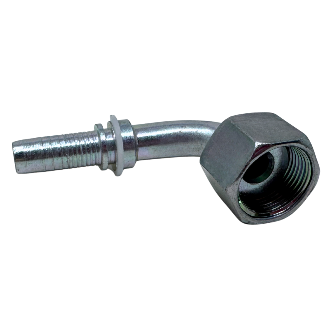 A-0810-FO9S : Alfagomma 90-Degree Steel Fitting Insert, 1/2 (-08) Hose x 1-14 (-10) Female ORFS Swivel Short Drop