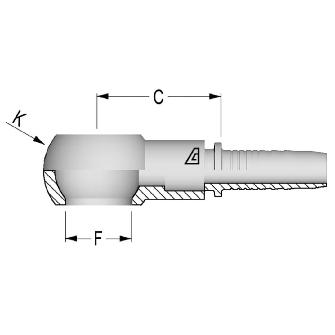 A-0402-BBAN : Alfagomma Straight Steel Fitting Insert, 1/4 (-04) Hose x 1/8-28 (-02) BSP Banjo