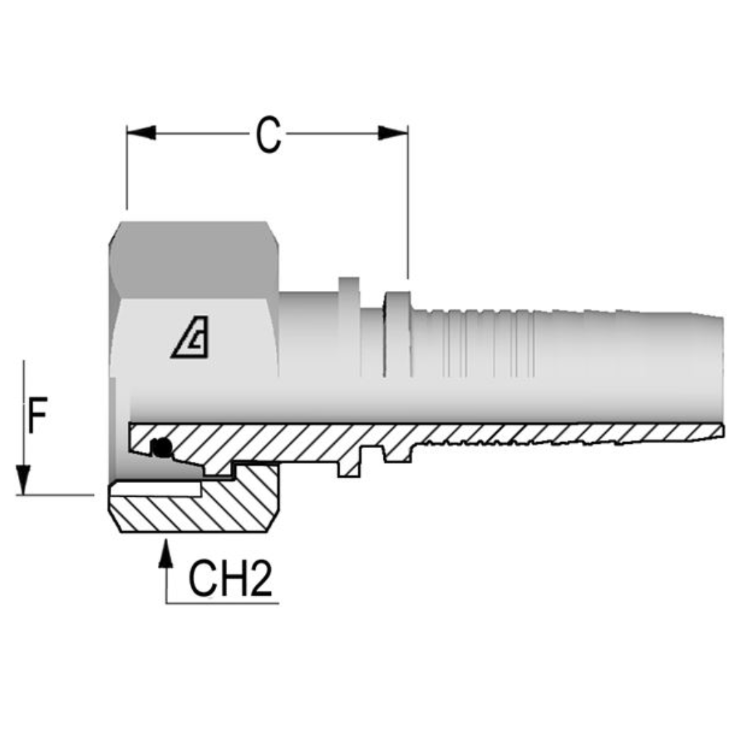 A-0412-FMOL : Alfagomma Straight Steel Fitting Insert, 1/4 (-04) Hose x M12x1.5 (-L06) Female Light Duty DIN Tube Swivel