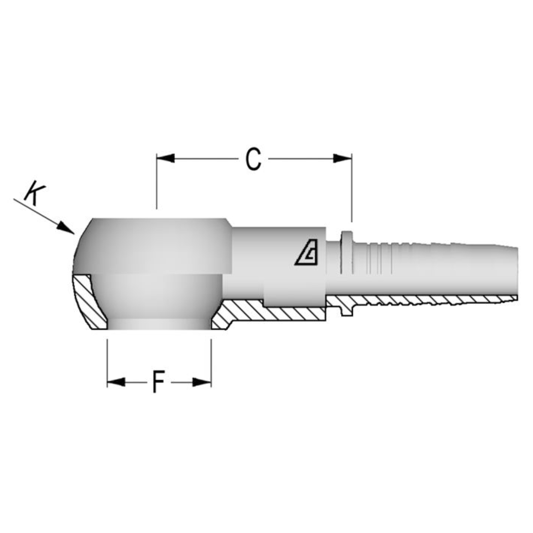A-1226-MBAN : Alfagomma Straight Steel Fitting Insert, 3/4 (-12) Hose x M26x1.5 Metric Banjo