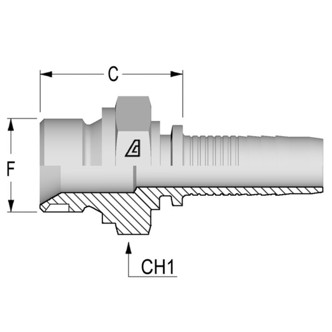 A-0404-MBPP : Alfagomma Straight Steel Fitting Insert, 1/4 (-04) Hose x 1/4-19 (-04) Male BSPP