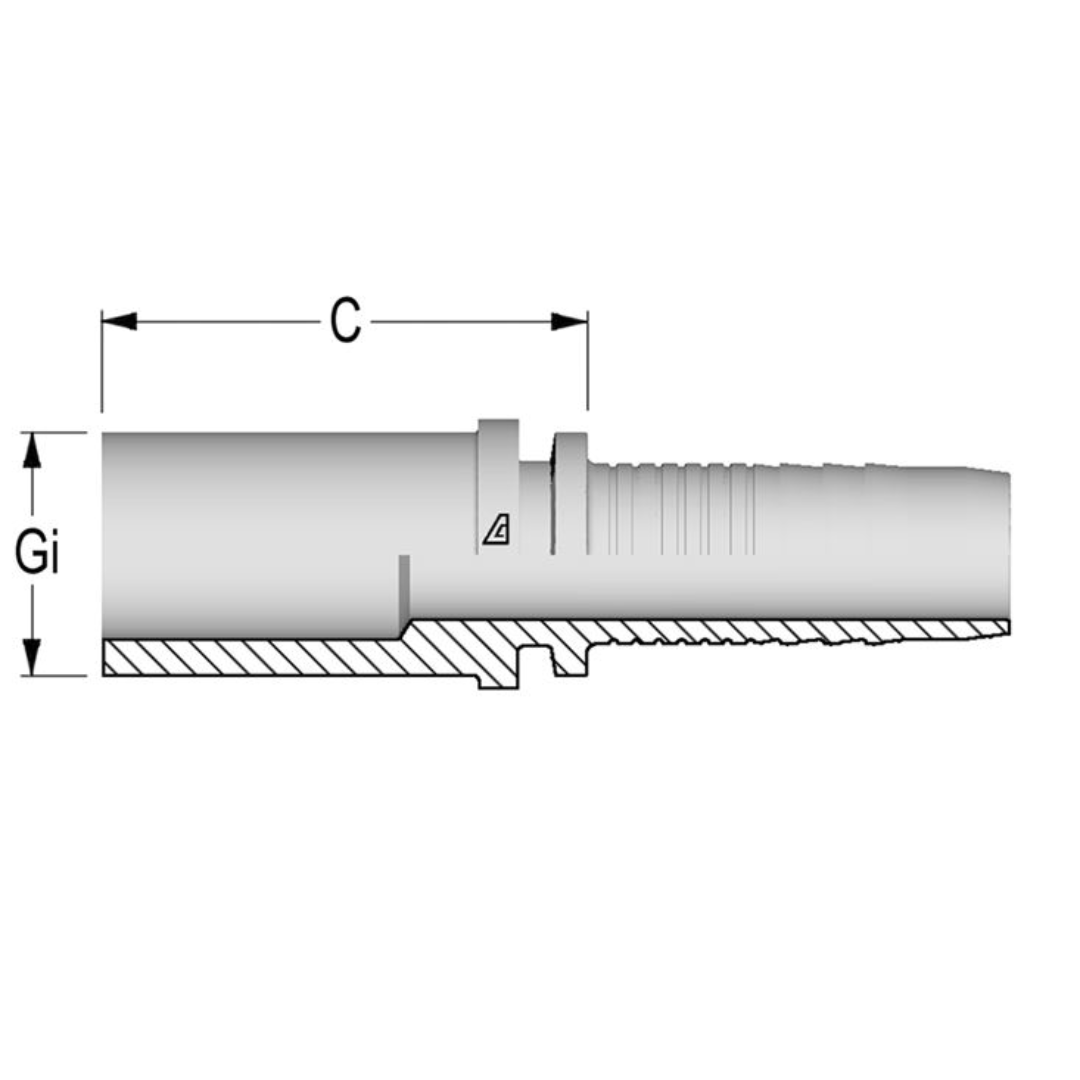A-2030-MSPS : Alfagomma Straight Steel Fitting Insert, 1 1/4 (-20) Hose x 30mm Metric Standpipe