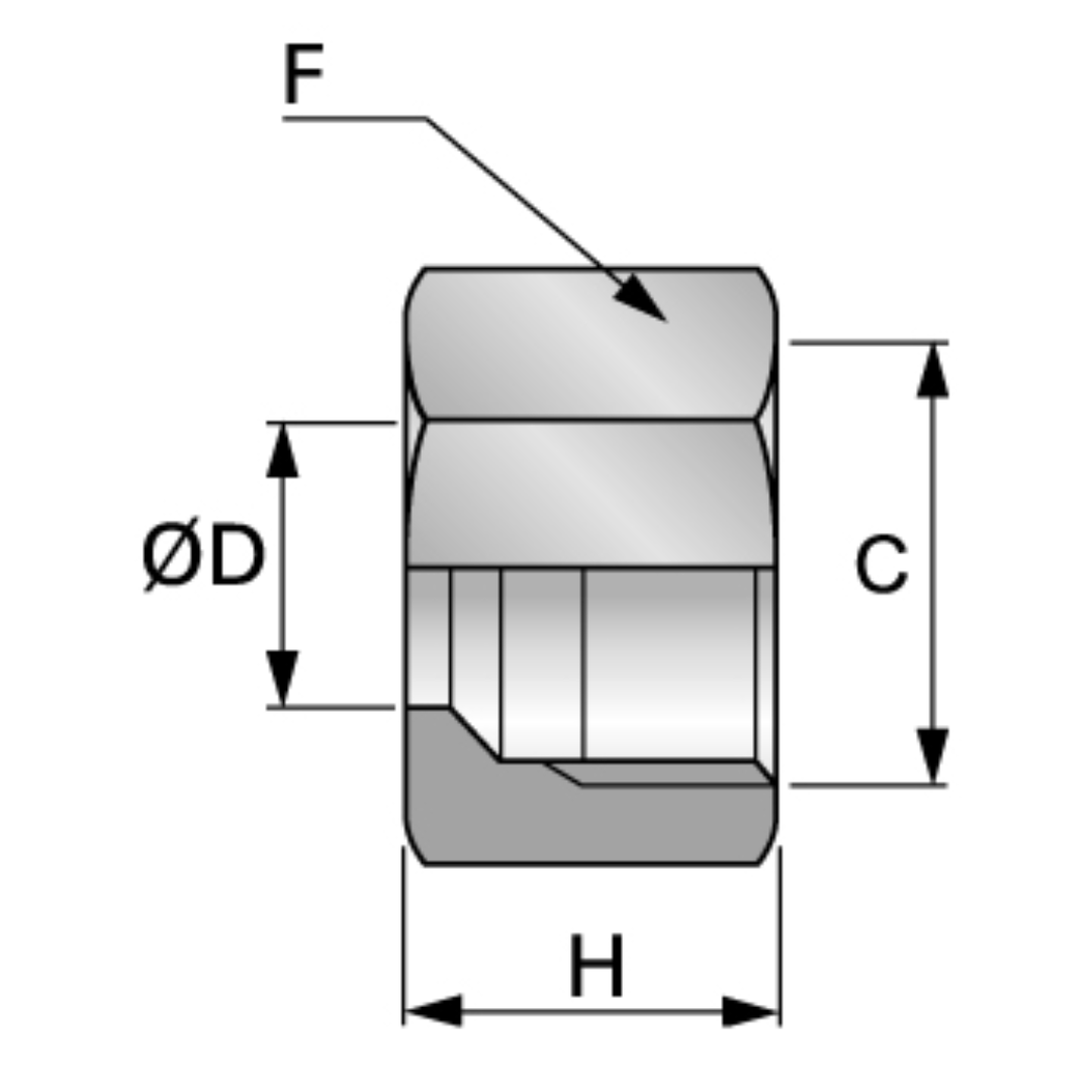 MTN-42L52X2 : Alfagomma Straight Steel Light Duty DIN Tube Nut, M52X2 (-L42)
