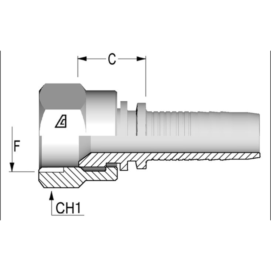 A-0506-FJSH : Alfagomma Straight Steel Fitting Insert, 5/16 (-05) Hose x 9/16-18 (-06) Female JIC