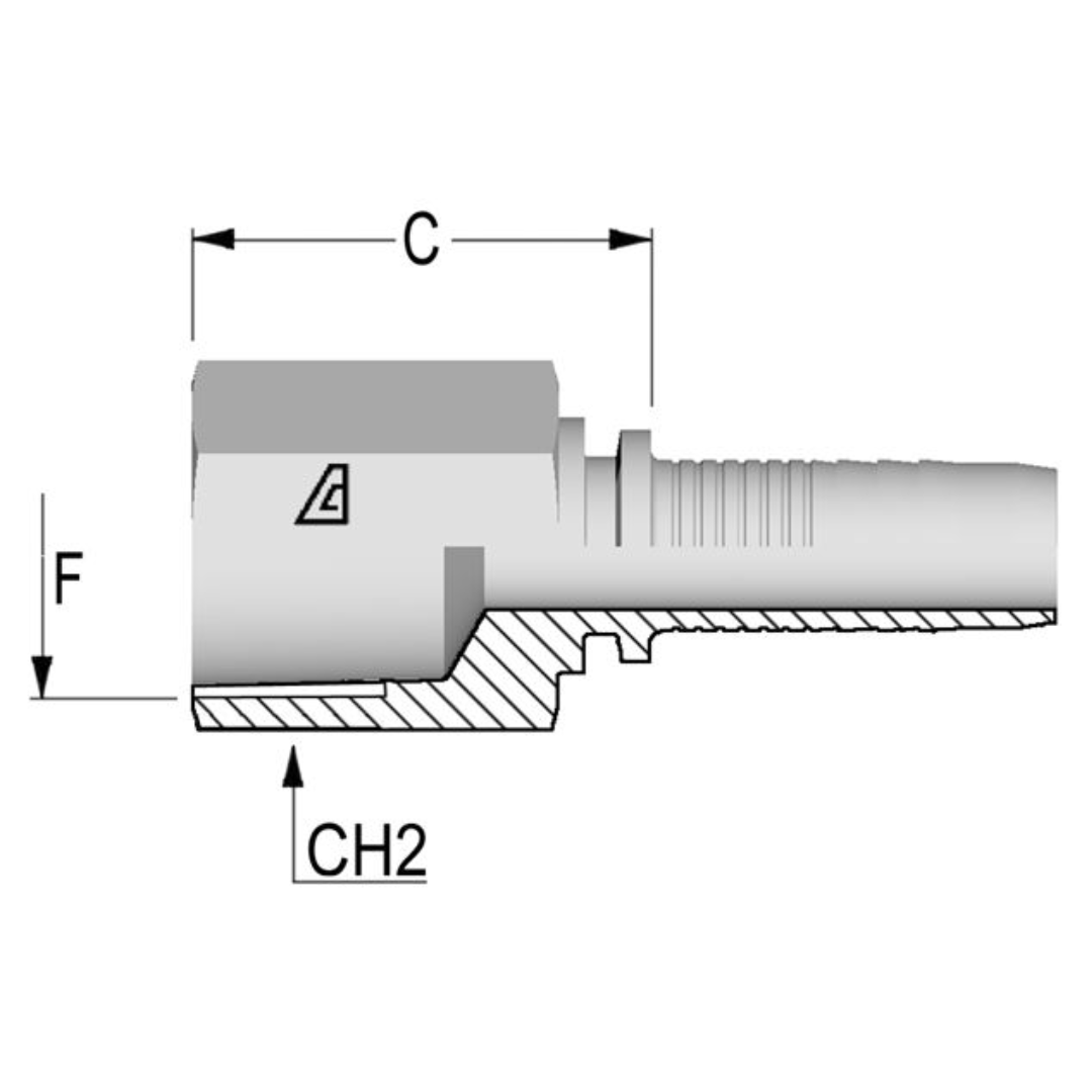 A-0404-FNPR : Alfagomma Straight Steel Fitting, 1/4 (-04) Hose x 1/4-18 (-04) Female NPTF