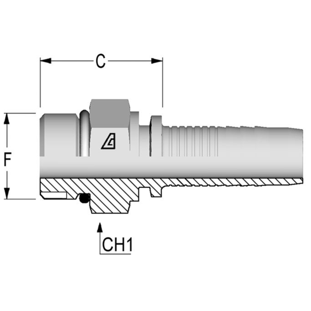 A-0404-MORB : Alfagomma Straight Steel Fitting Insert, 1/4 (-04) Hose x 7/16-20 (-04) Male ORB